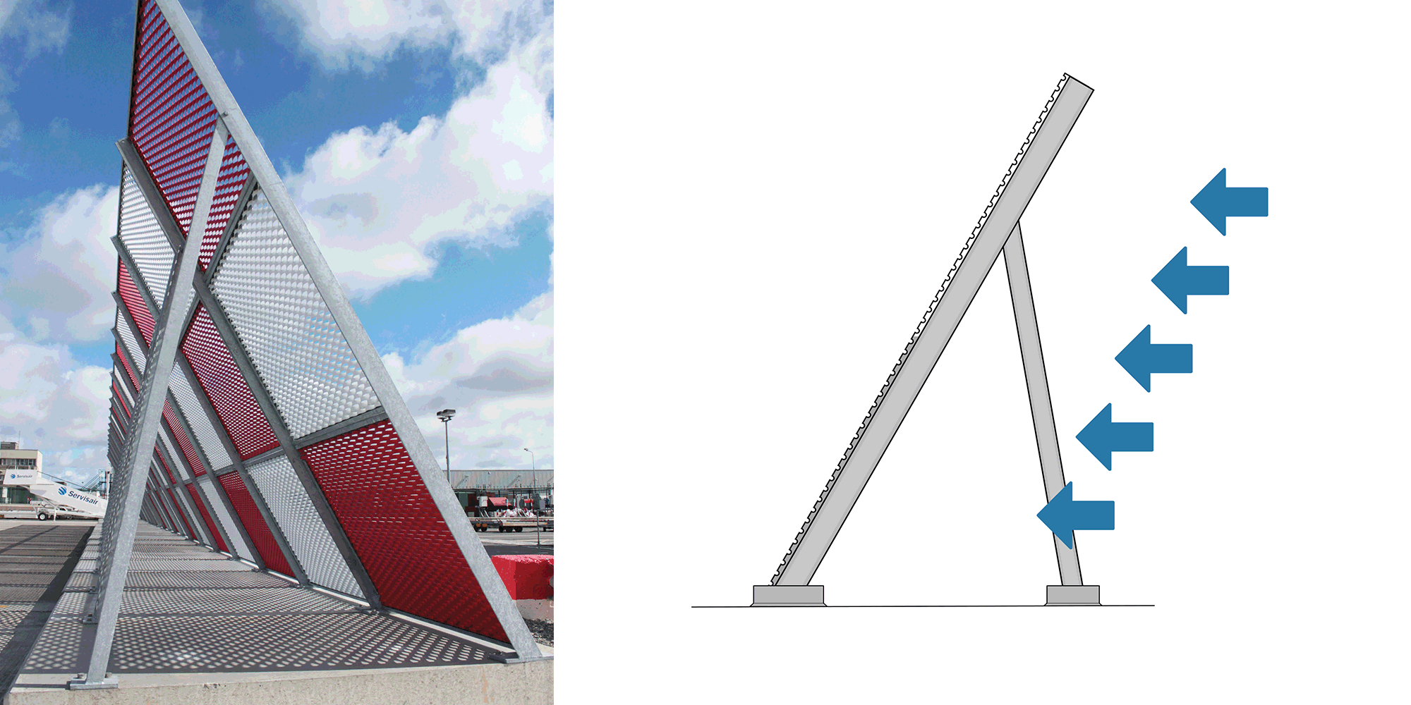 Illustrasjon Jet Blast Vertical Mesh Jet Blast Barrier